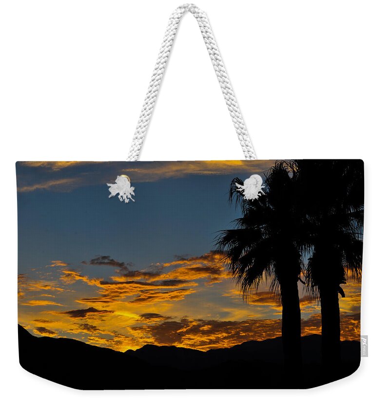 Afterglow Weekender Tote Bag featuring the photograph Desert Afterglow on Santa Rosa and San Jacinto Mountains in California by Bonnie Colgan
