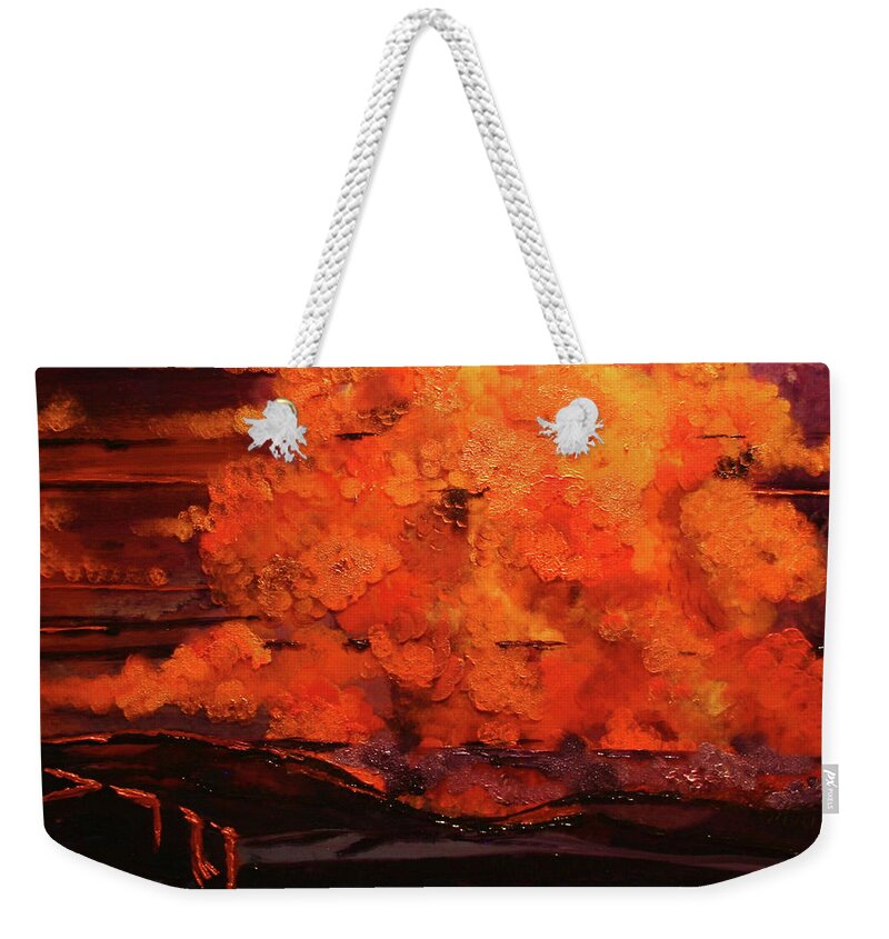 Utah Weekender Tote Bag featuring the painting Desert Sunset by Marilyn Quigley