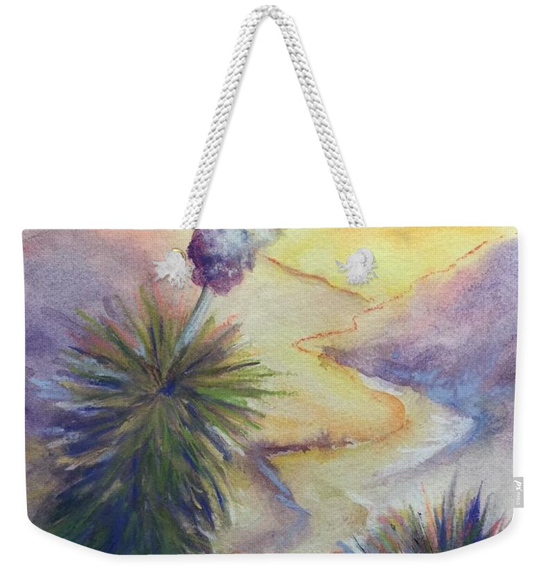 Yucca At Sunset Weekender Tote Bag featuring the painting Desert yucca at sunset by Caroline Patrick