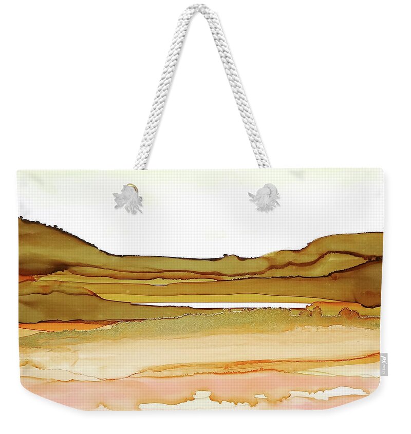 Alcohol Ink Weekender Tote Bag featuring the painting Desertscape 2 by Chris Paschke