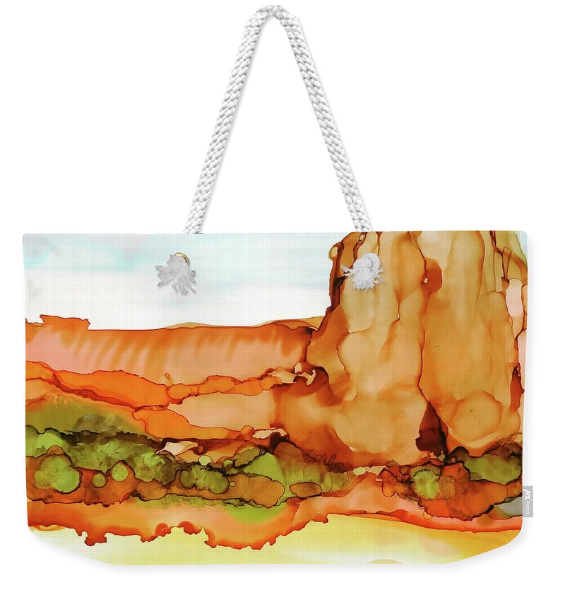 Alcohol Ink Weekender Tote Bag featuring the painting Desertscape 7 by Chris Paschke
