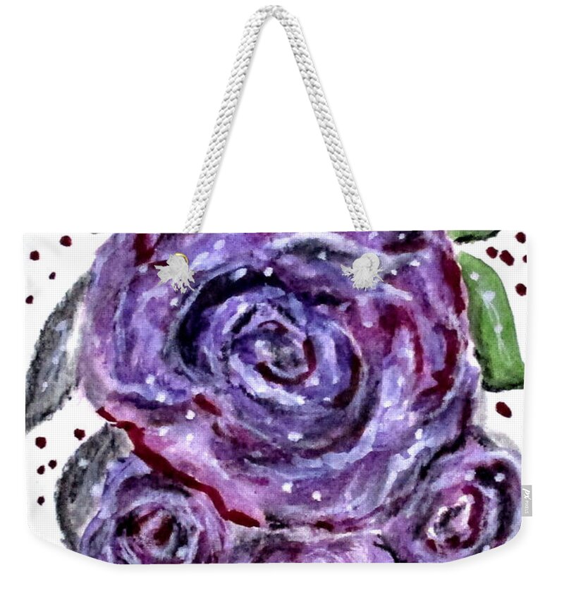 Clyde J. Kell Weekender Tote Bag featuring the painting Designer Roses No2. by Clyde J Kell