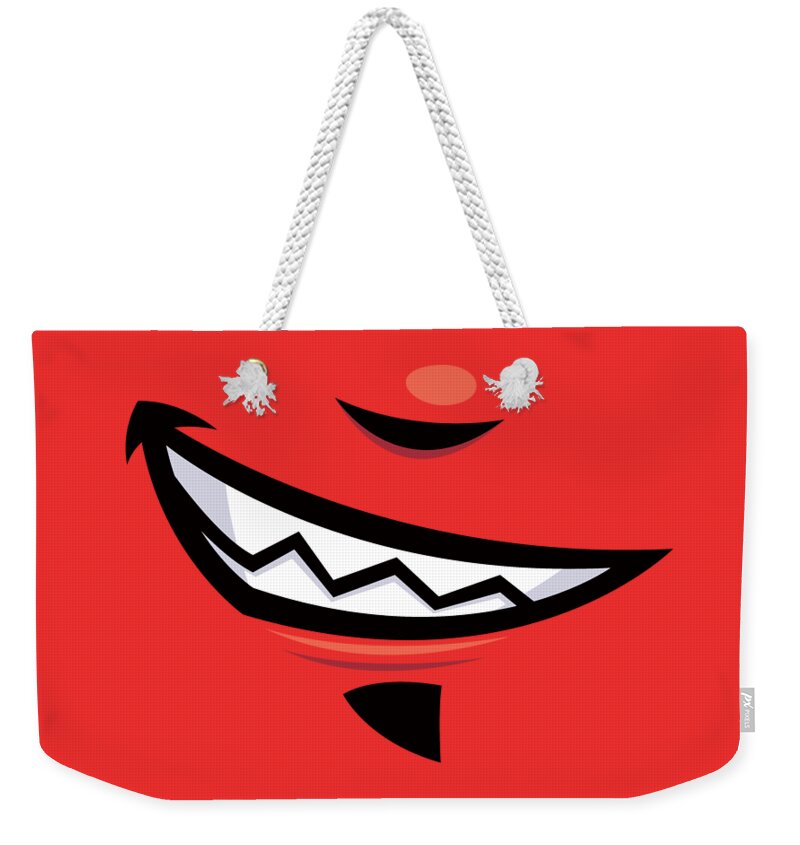 Grin Weekender Tote Bag featuring the digital art Devilish Grin Cartoon Mouth by John Schwegel