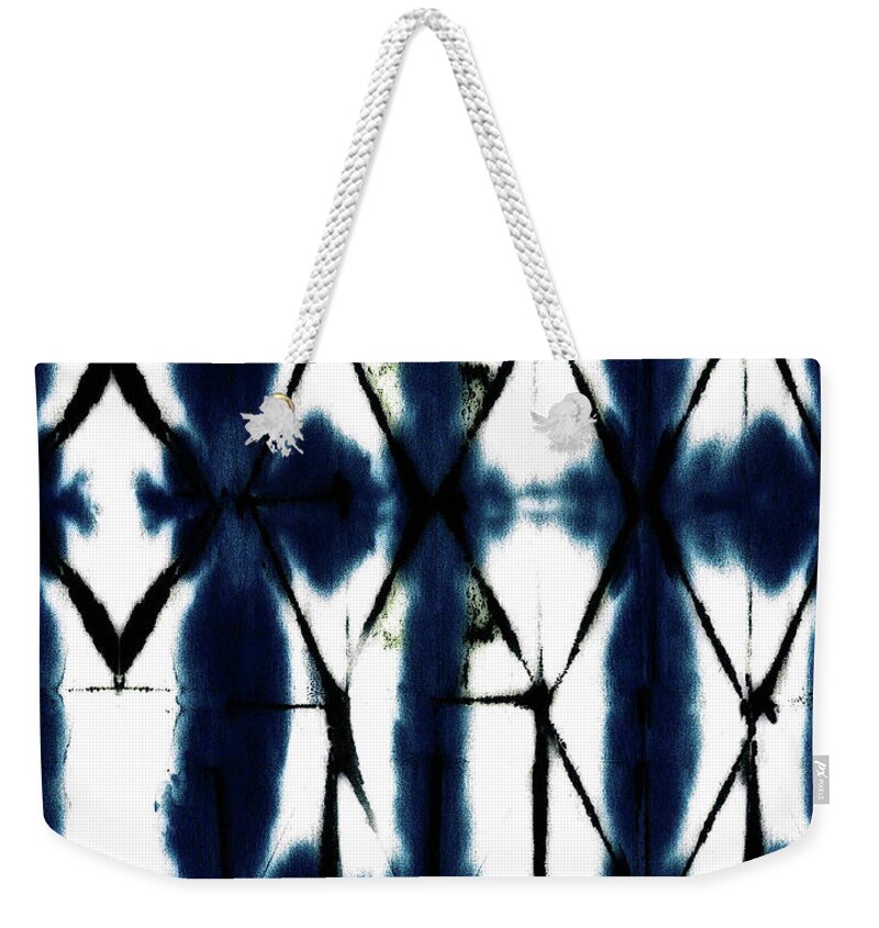 Shibori Weekender Tote Bag featuring the digital art Diamond Shibori Pattern Seamless Repeat by Sand And Chi