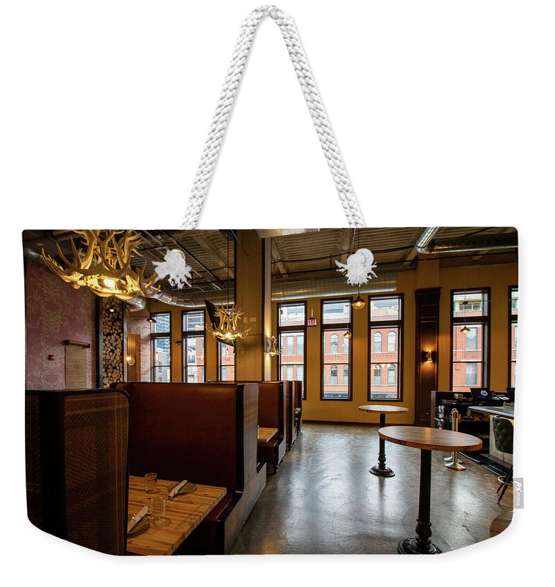Diner Weekender Tote Bag featuring the photograph Diner Room by Britten Adams