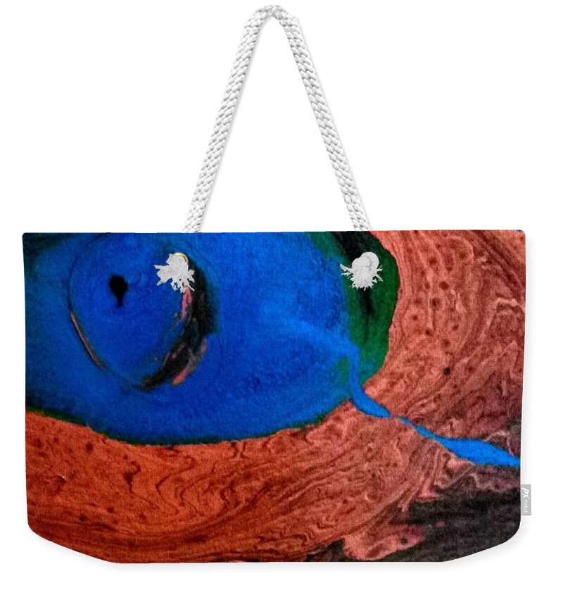 Eye Weekender Tote Bag featuring the painting Dinos Eye by Anna Adams