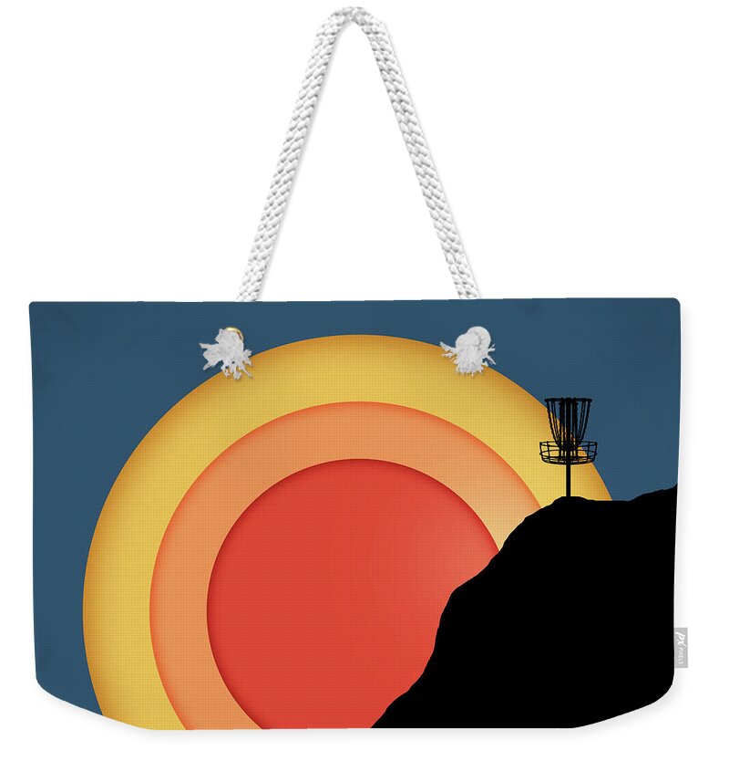 Disc Golf Weekender Tote Bag featuring the digital art Disc Golf Sunset by Phil Perkins