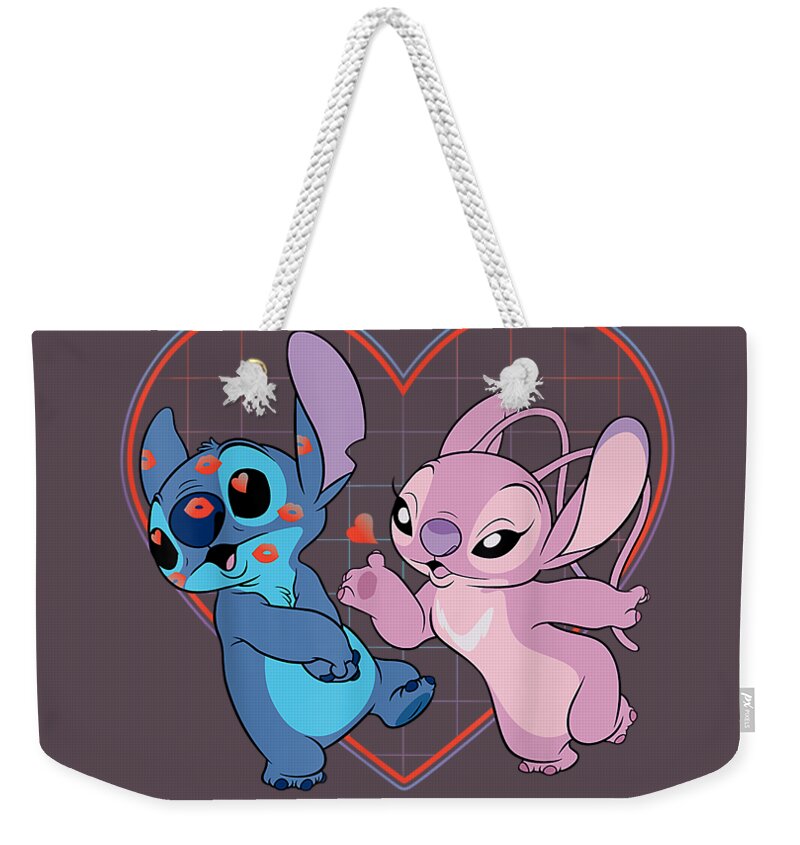 Disney Lilo and Stitch Angel Heart Kisses2 Weekender Tote Bag by
