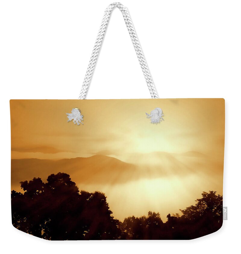Photo Weekender Tote Bag featuring the photograph Distant Mountains -1 by Alan Hausenflock