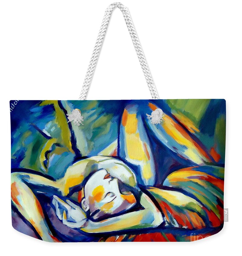 Nude Figures Weekender Tote Bag featuring the painting Distressful by Helena Wierzbicki