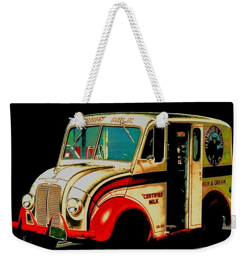 Vintage Vehicle Weekender Tote Bag featuring the digital art Divco Milk Truck by Cliff Wilson
