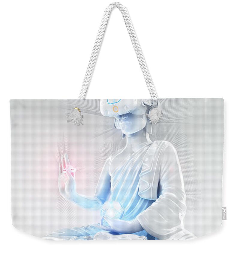 Divine Weekender Tote Bag featuring the digital art Divine Amnesia White by Filip Zaruba