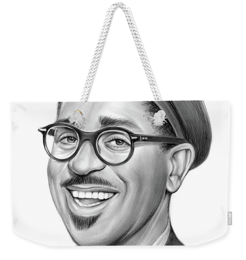 Dizzy Gillespie Weekender Tote Bag featuring the drawing Dizzy Gillespie - pencil by Greg Joens