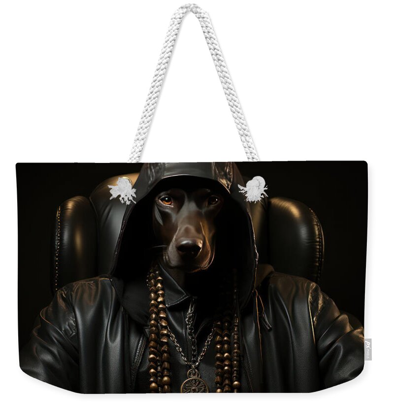 Dog Weekender Tote Bag featuring the digital art Doberman Pinscher Jackson by Evie Carrier