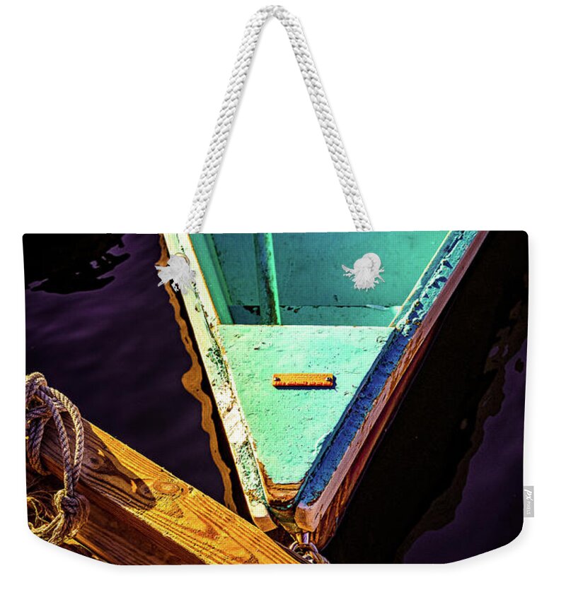 Antique Weekender Tote Bag featuring the photograph Dockside. by Jeff Sinon
