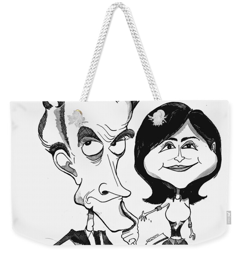 Doctor Weekender Tote Bag featuring the drawing Doctor Who and Clara by Michael Hopkins