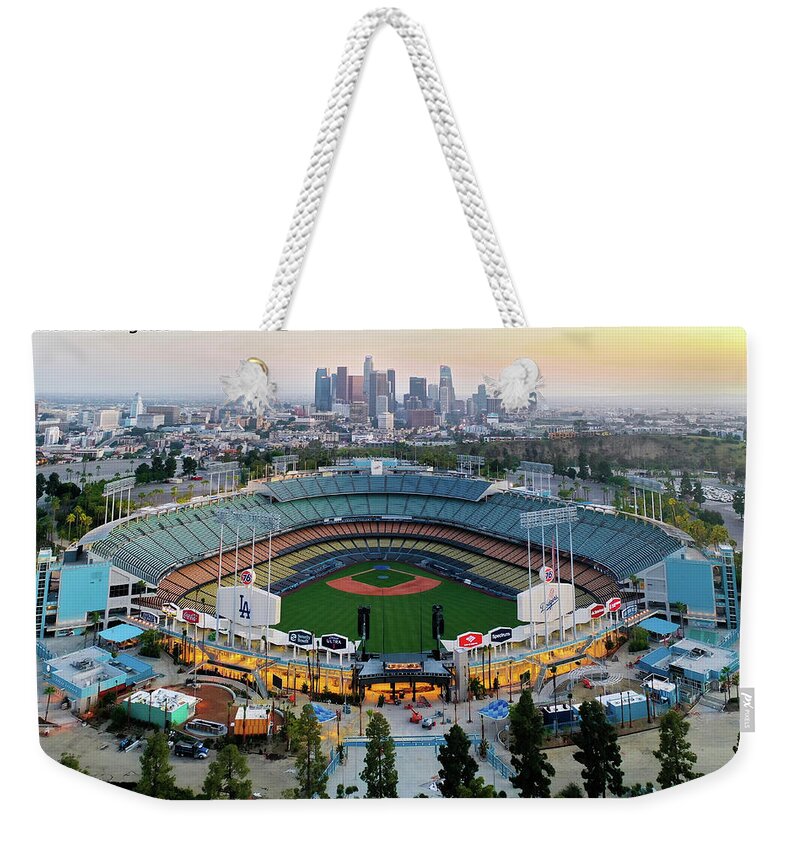 Dodger stadium with Los Angeles in the background Weekender Tote Bag