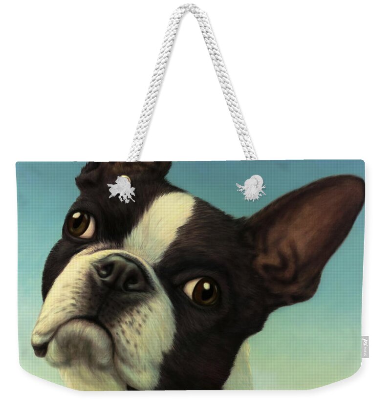 Dog Weekender Tote Bag featuring the painting Dog-Nature 4 by James W Johnson