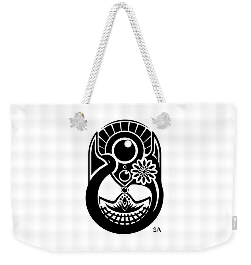 Black And White Weekender Tote Bag featuring the digital art Dogs by Silvio Ary Cavalcante
