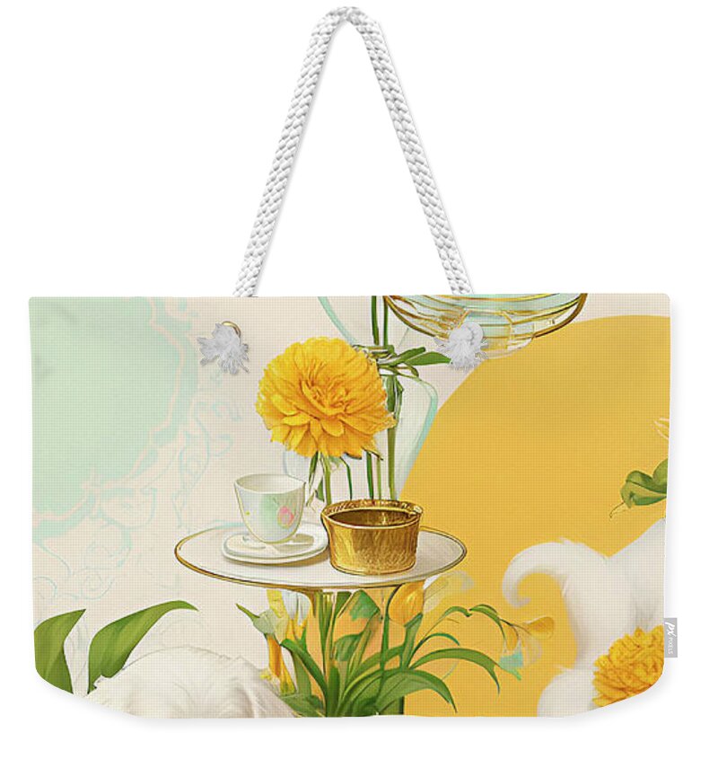 Digital Art Weekender Tote Bag featuring the digital art Dogs Waiting For Breakfast Ginette In Wonderland Decorative Art by Ginette Callaway