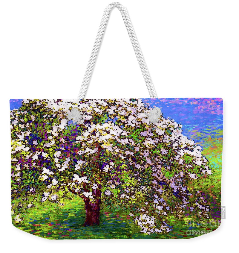 Landscape Weekender Tote Bag featuring the painting Dogwood Dreams by Jane Small