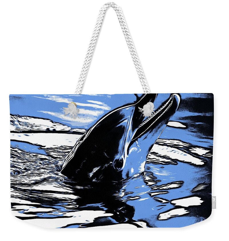 Dolphin Weekender Tote Bag featuring the photograph Dolphin Mirage by John Handfield