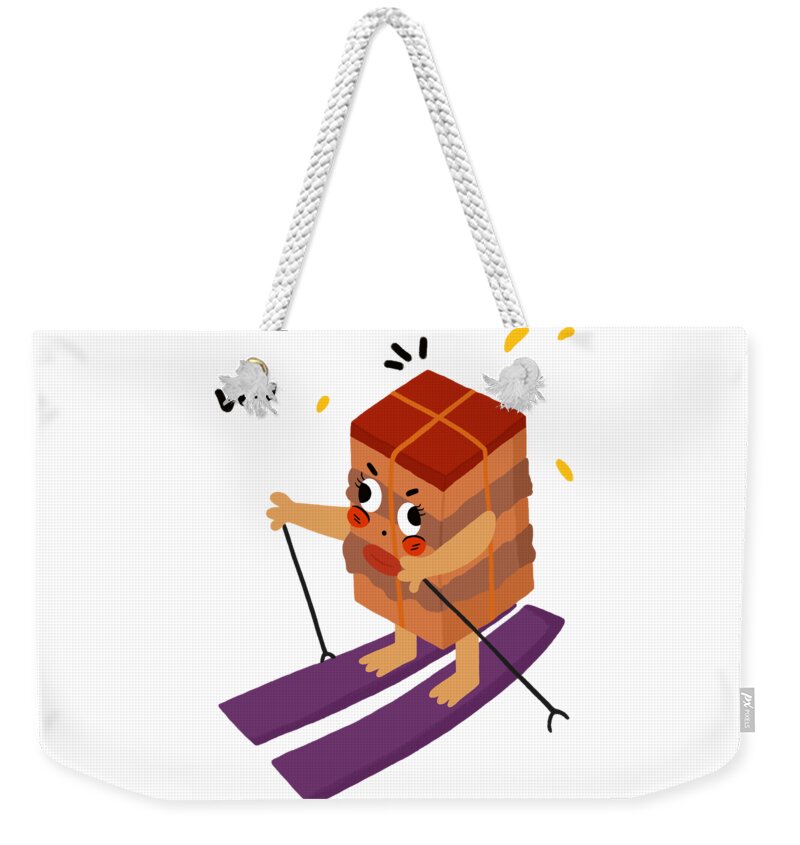 Dongpo Meat Weekender Tote Bag featuring the drawing Dongpo's braised pork loves skiing by Min Fen Zhu