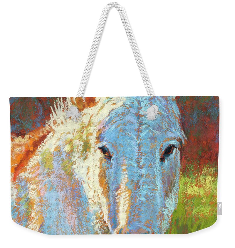 Donkey Weekender Tote Bag featuring the pastel Donna Kylily by Rita Kirkman