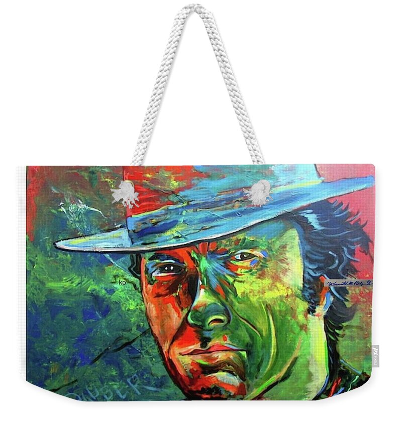 Clint Eastwood Weekender Tote Bag featuring the painting Don't Make My Day by Ken Pridgeon
