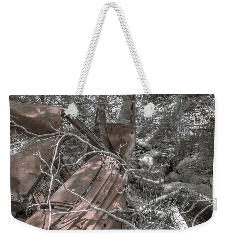 Ford Weekender Tote Bag featuring the photograph Door ajar by Darrell Foster