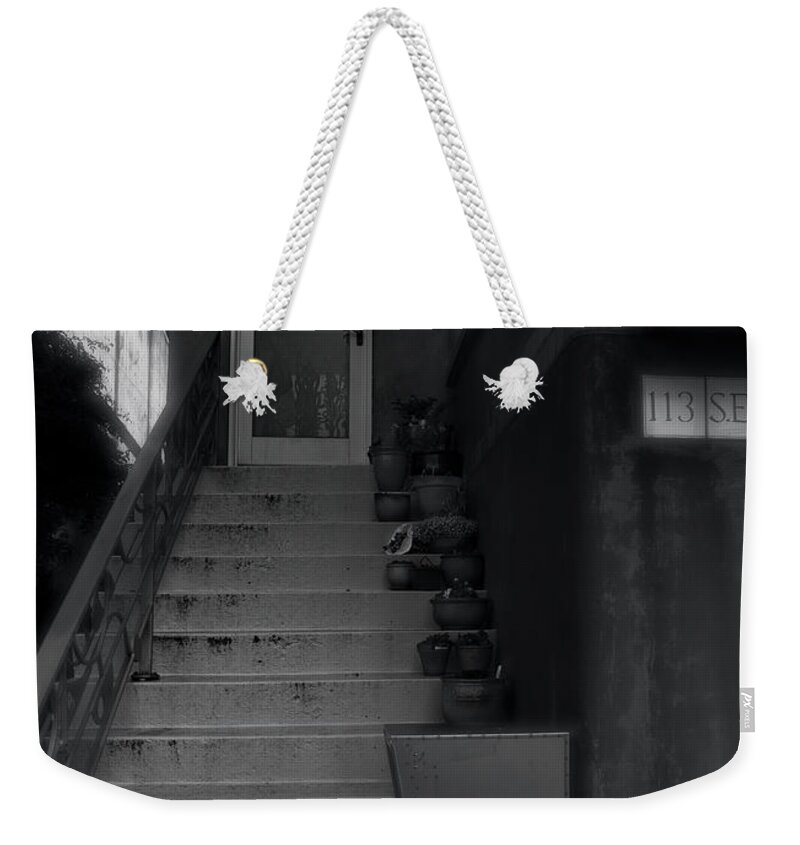 B&w Weekender Tote Bag featuring the photograph Doorway to the Past by Bill Posner