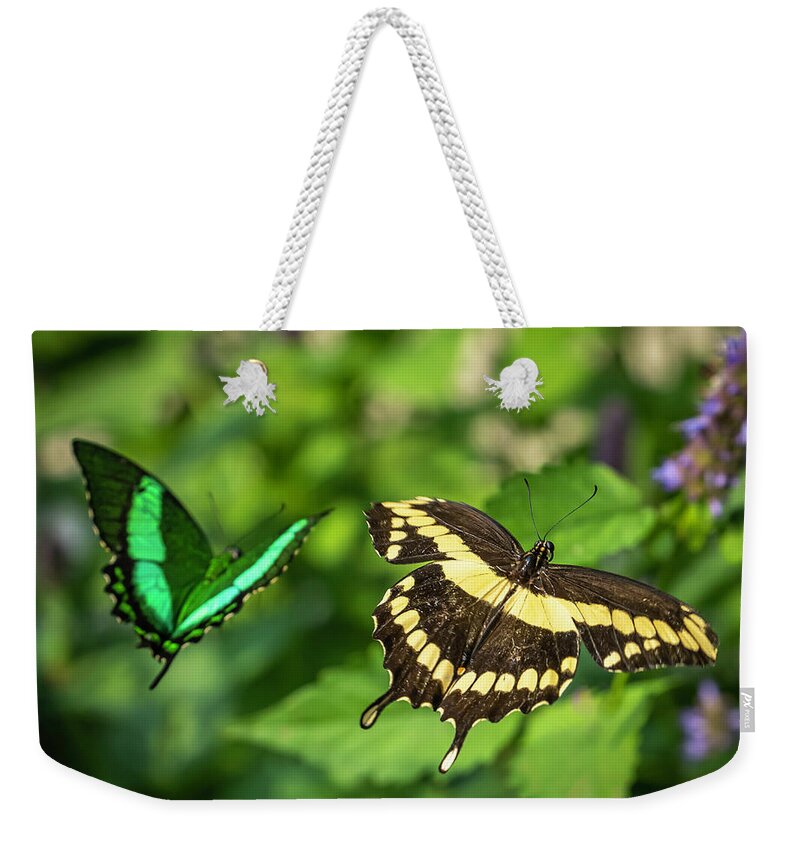 Swallowtail Weekender Tote Bag featuring the photograph Double Beauty by Laura Hedien