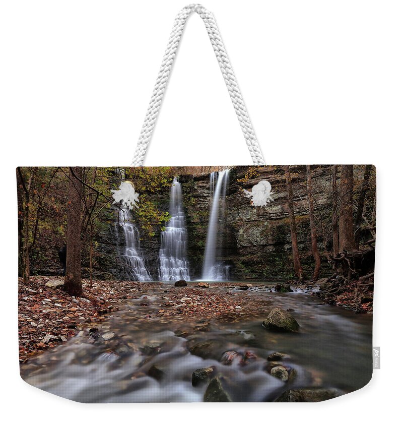 Waterfall Weekender Tote Bag featuring the photograph Double Falls - Buffalo River Area by William Rainey