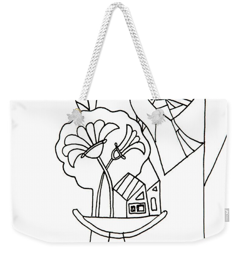 Russian Artists New Wave Weekender Tote Bag featuring the drawing Doves Symbol of Love by Tatiana Koltachikhina