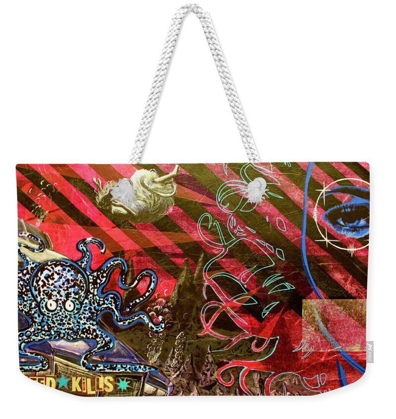 Octopus Weekender Tote Bag featuring the painting Speed Kills by Bobby Zeik