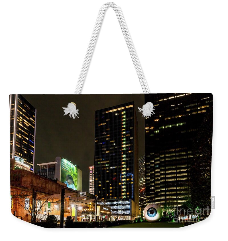 Dallas Weekender Tote Bag featuring the photograph Downtown Dallas At The Eyeball by Jennifer White