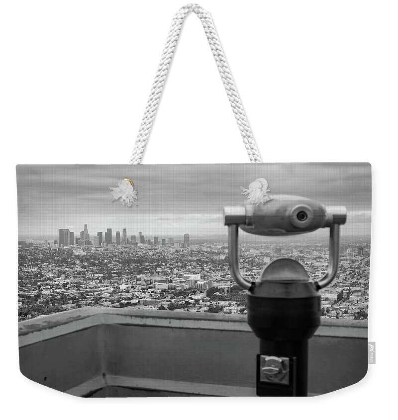 Downtown Weekender Tote Bag featuring the photograph Downtown Los Angeles seen from Griffith Observatory by Patrick Van Os