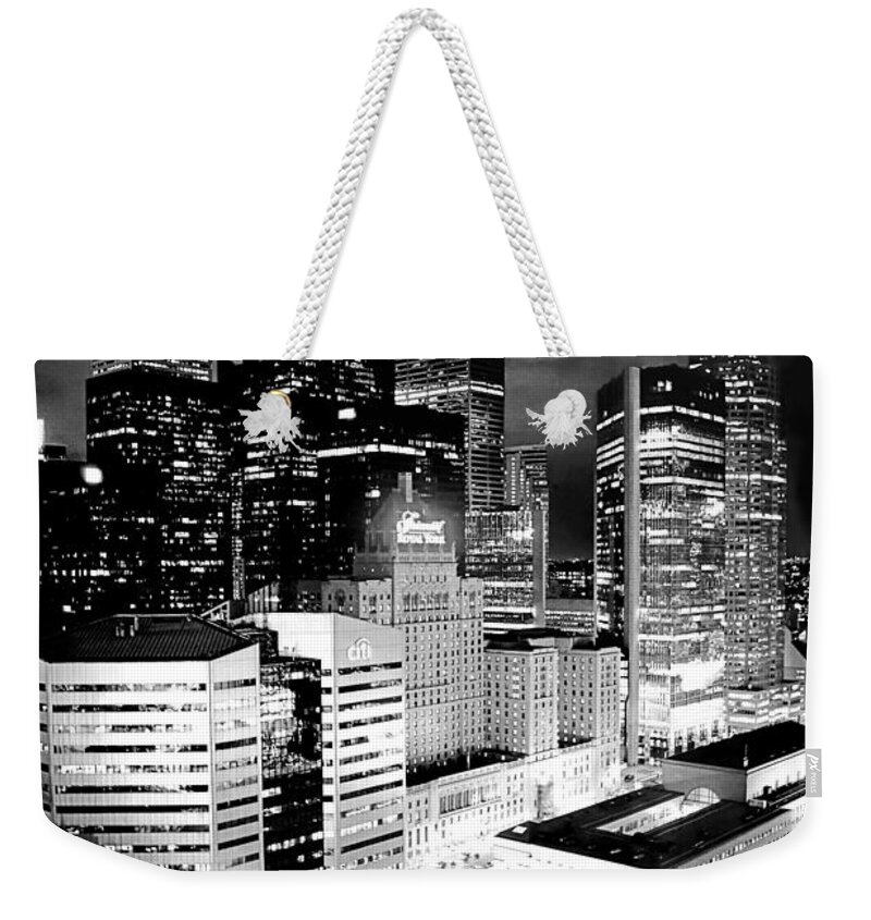Toronto Weekender Tote Bag featuring the photograph Downtown Toronto Canada Photo 184 Black and white by Lucie Dumas