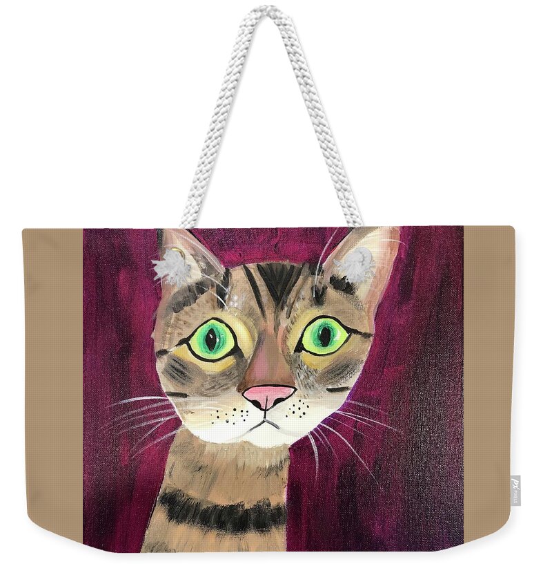 Suzymandelcanter Weekender Tote Bag featuring the painting Dozo by Suzy Mandel-Canter