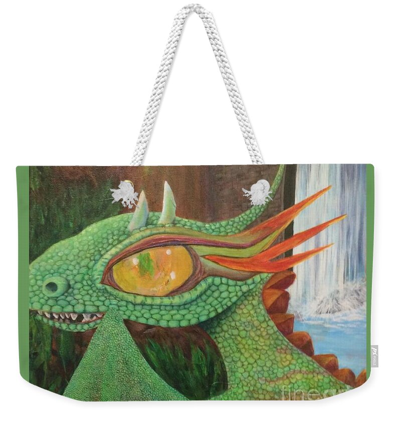 Dragon; Fantasy Weekender Tote Bag featuring the painting Dragon Arrival by Denise Hoag