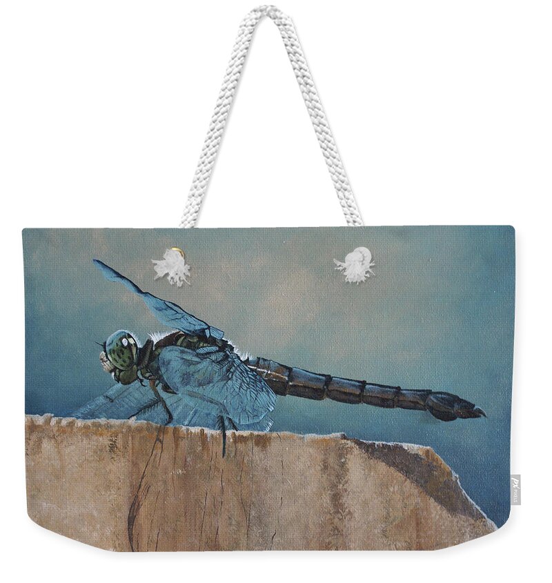 Dragonfly Weekender Tote Bag featuring the painting Dragonfly by Heather E Harman