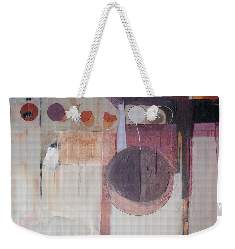 Abstract Weekender Tote Bag featuring the painting Drama by Marlene Burns