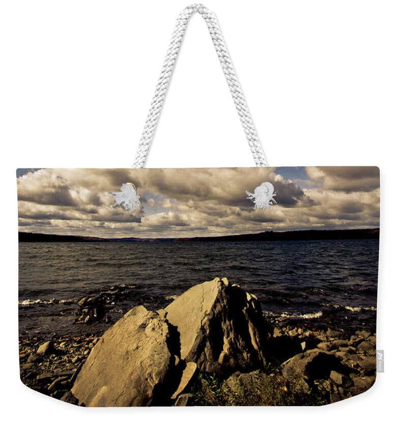 Lake Weekender Tote Bag featuring the photograph Dramatic Lake View - Lake Wallenpaupack by Amelia Pearn