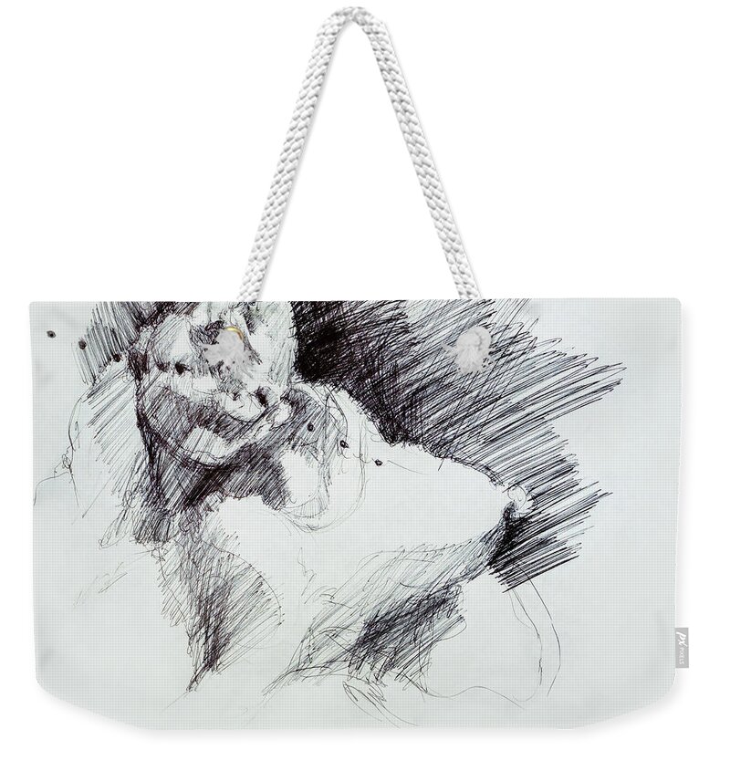  Weekender Tote Bag featuring the drawing Drawing of a Woman 48 by Veronica Huacuja