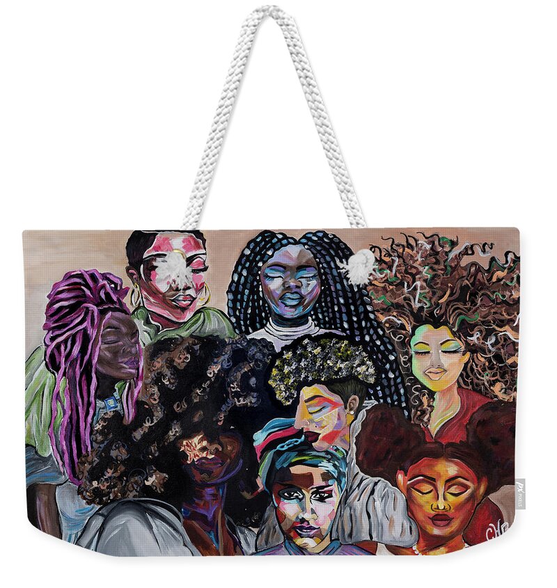 Diversity Weekender Tote Bag featuring the painting Dream a World by Chiquita Howard-Bostic