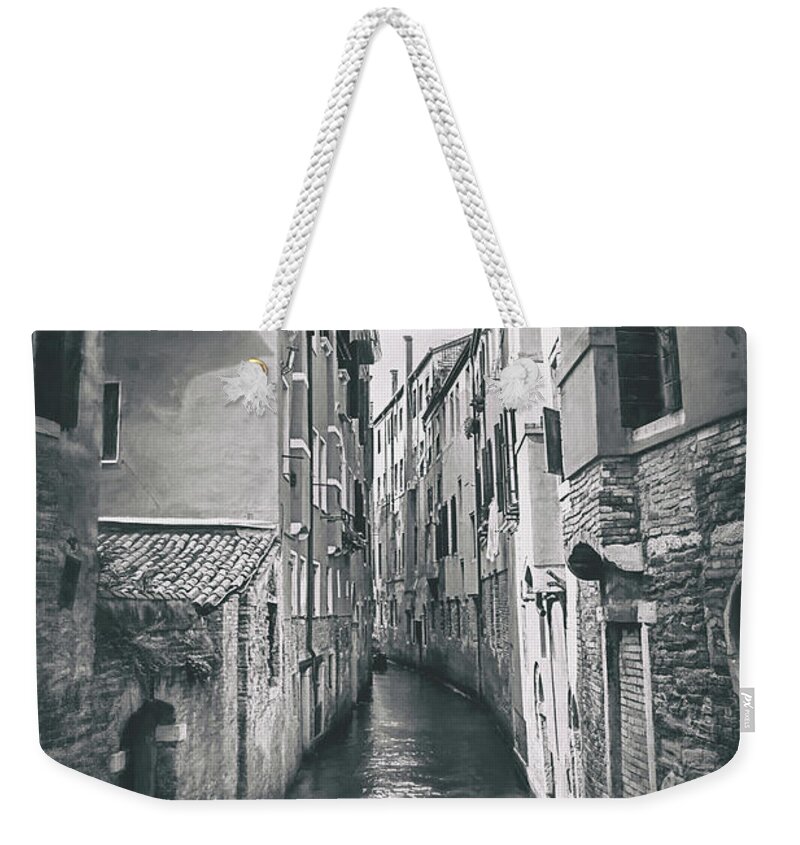 Venice Weekender Tote Bag featuring the photograph Dreaming of Venice in Black and White by Carol Japp
