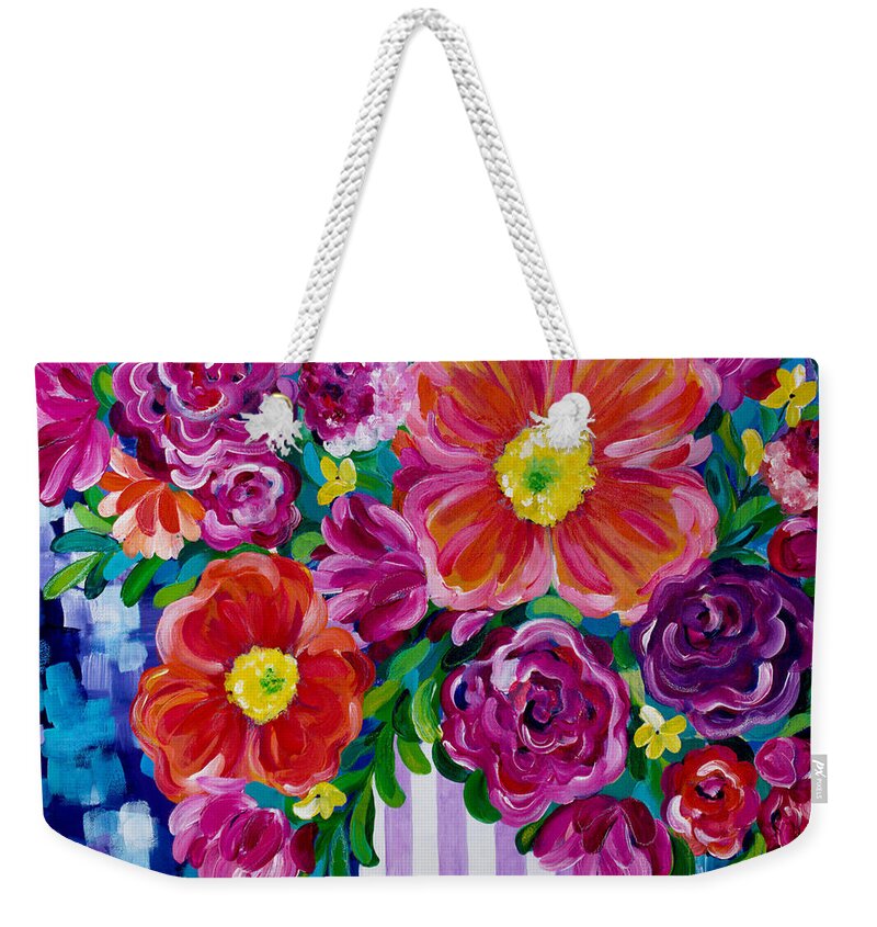 Flowers Weekender Tote Bag featuring the painting Dreams of Spring by Beth Ann Scott