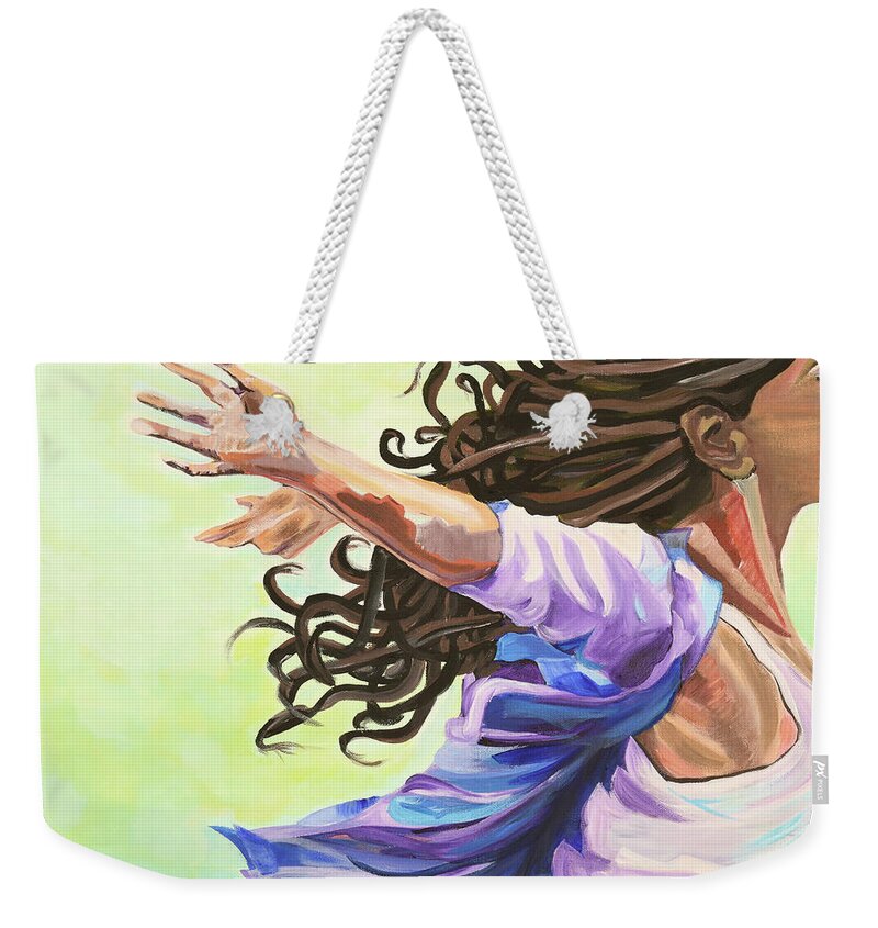 Peace Weekender Tote Bag featuring the painting Drift by Chiquita Howard-Bostic