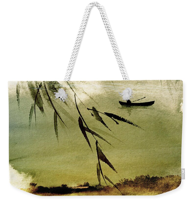 Fishing Scene Weekender Tote Bag featuring the mixed media Drifting by Colleen Taylor
