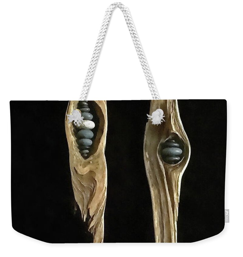Driftwood Weekender Tote Bag featuring the photograph Driftwood Art by Andrea Kollo